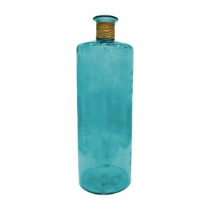 Bottiglia in vetro decorativa con rafia