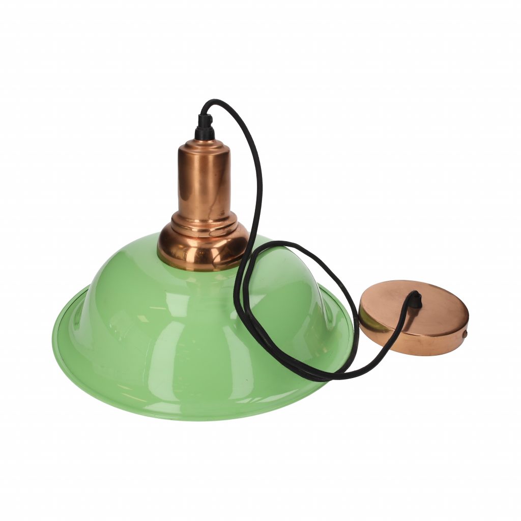 lampadario in metallo verde