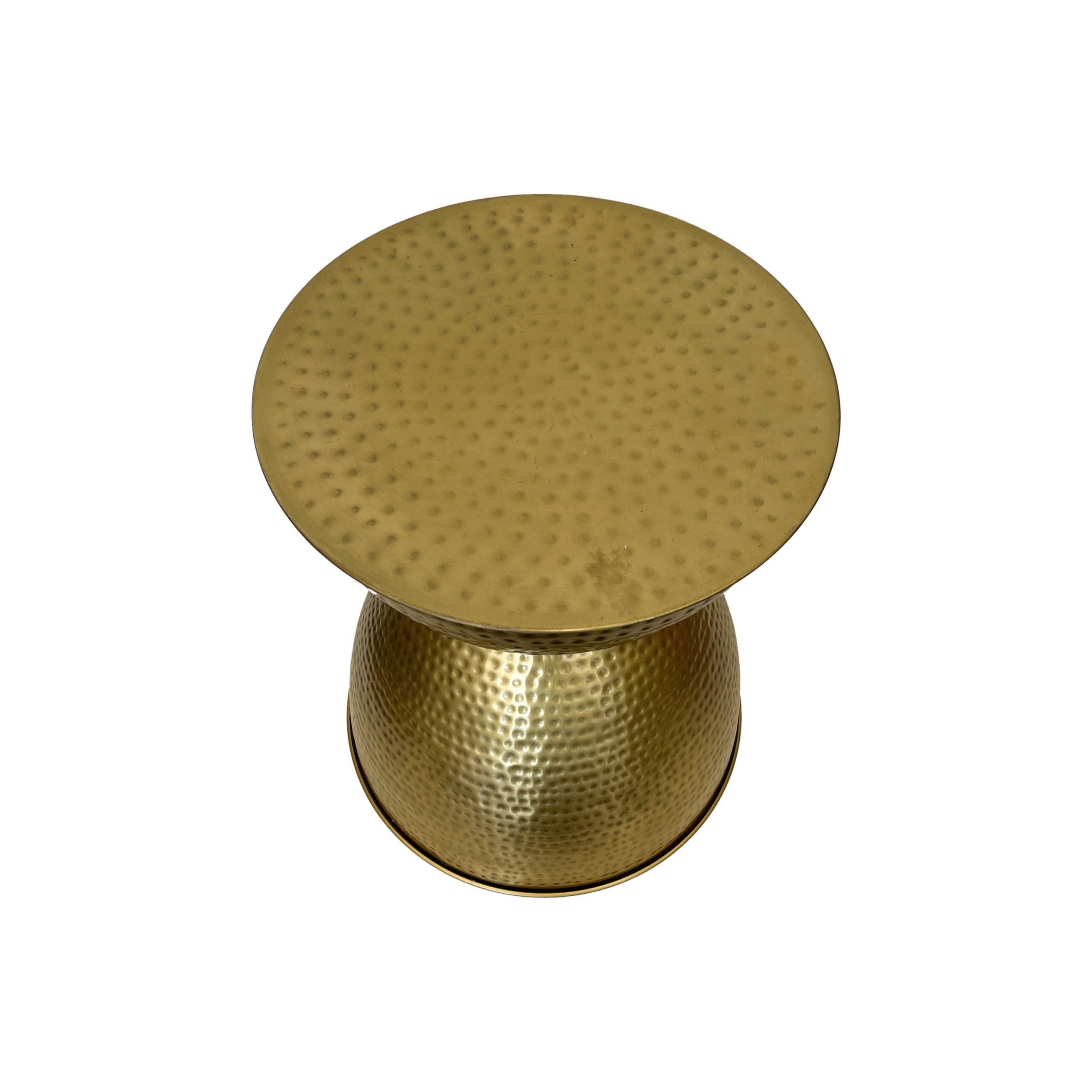 Tavolino in metallo a tamburo color oro stile glamour da salotto