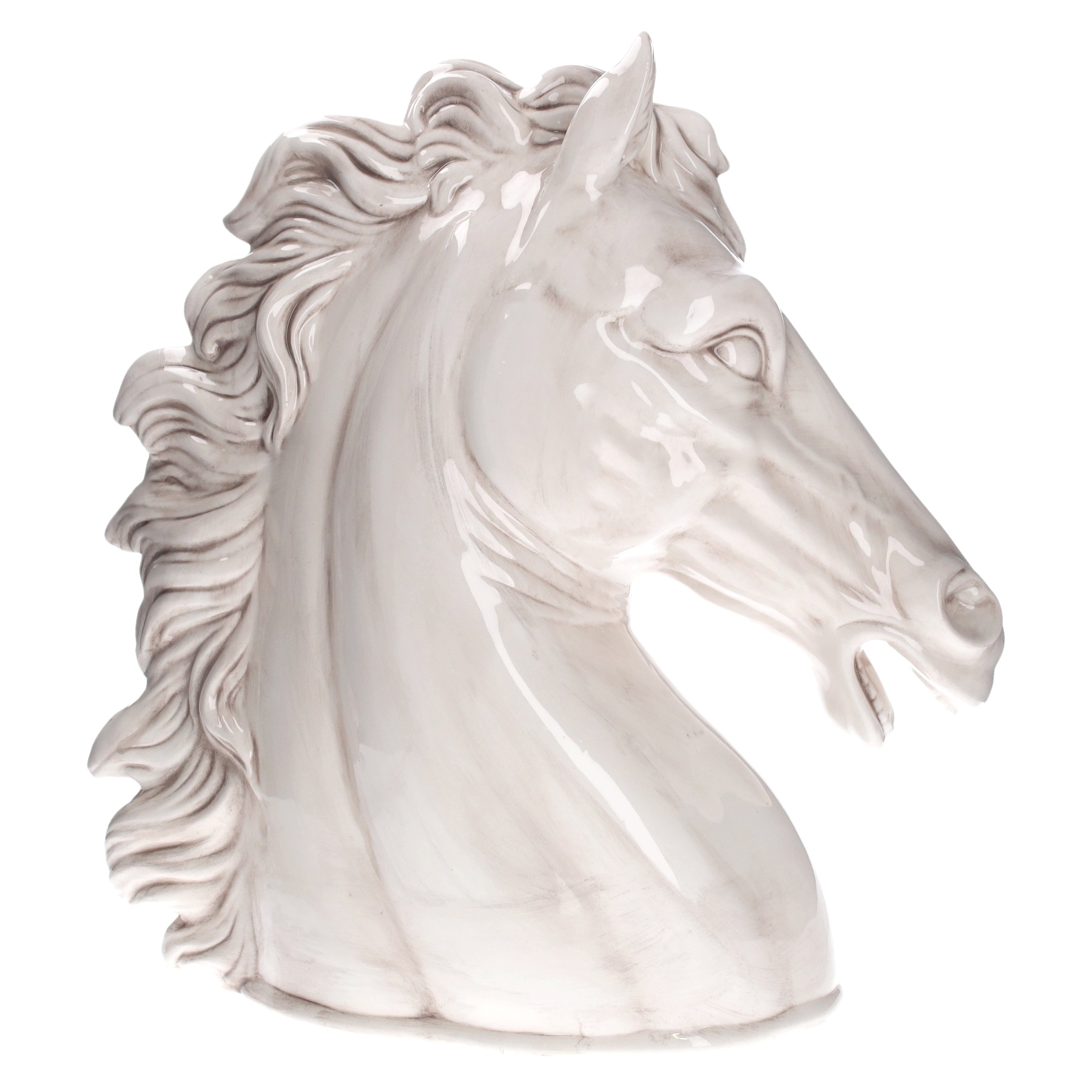 testa cavallo in ceramica bianco anticato